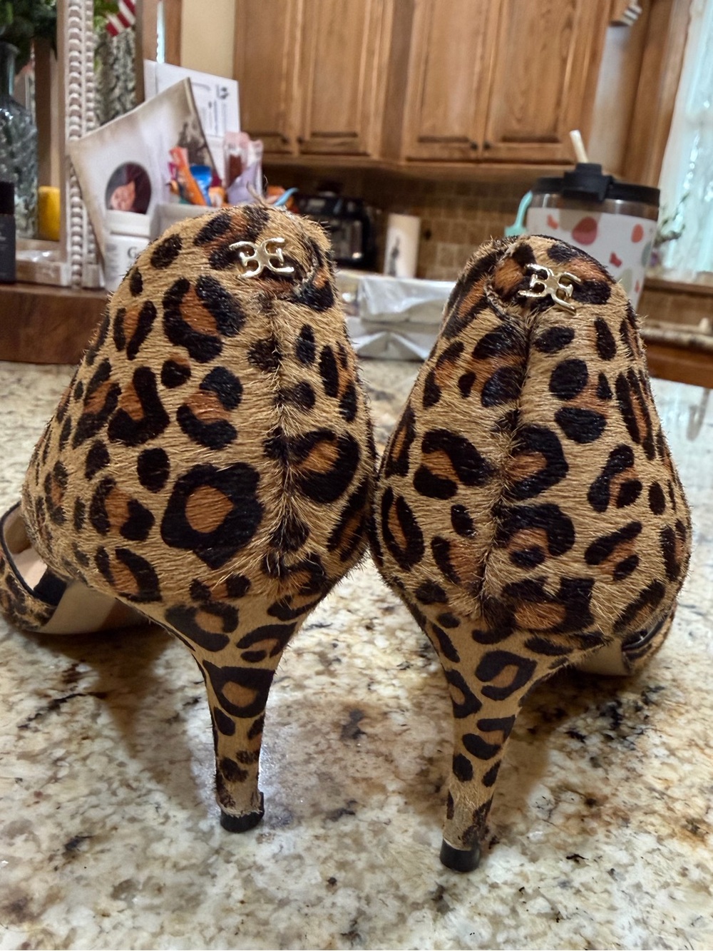 Sam Edelman Leopard Print Pointed-Toe D'Orsay Heels - Brown/Black - Picture 2 of 7